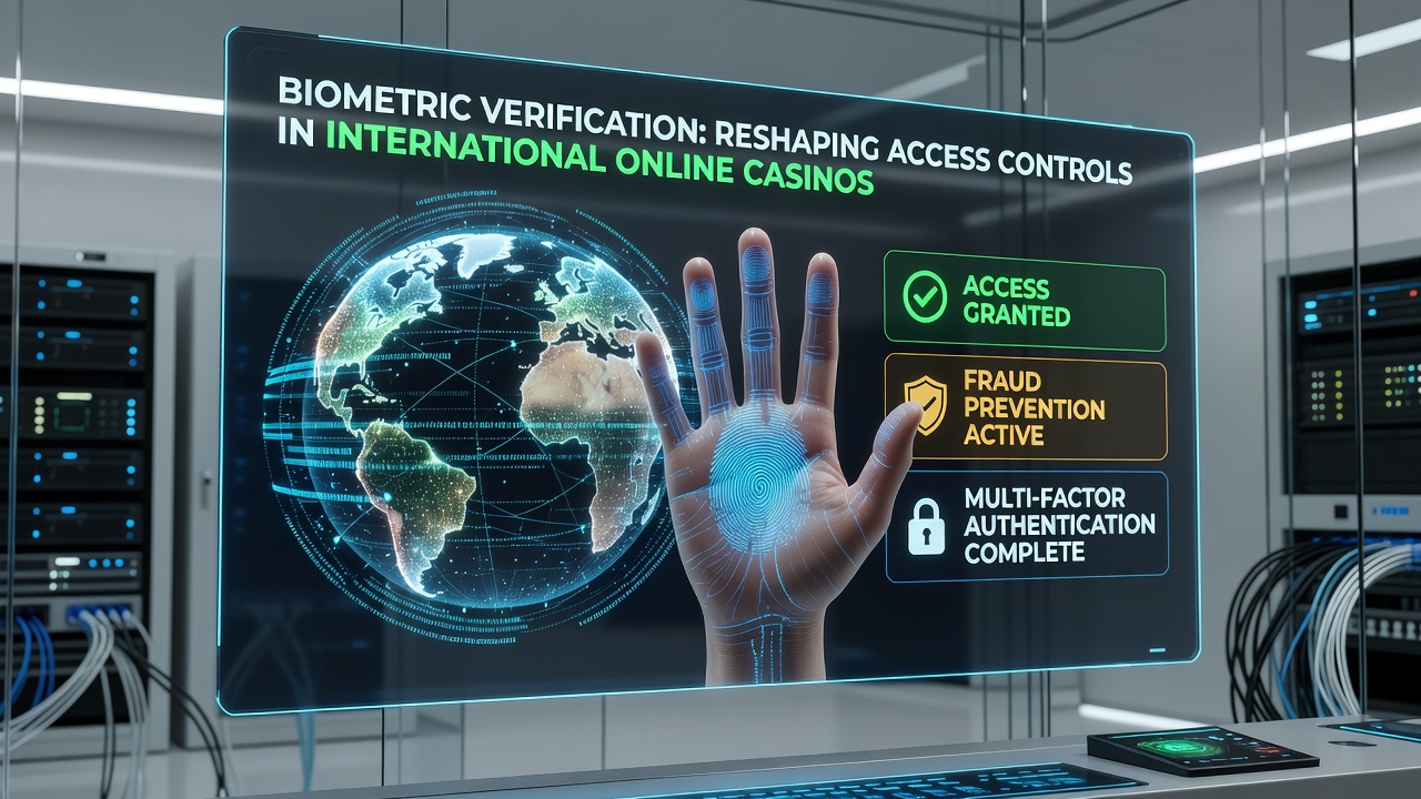 Secure casino dashboard displaying verified player sessions with biometric status indicators