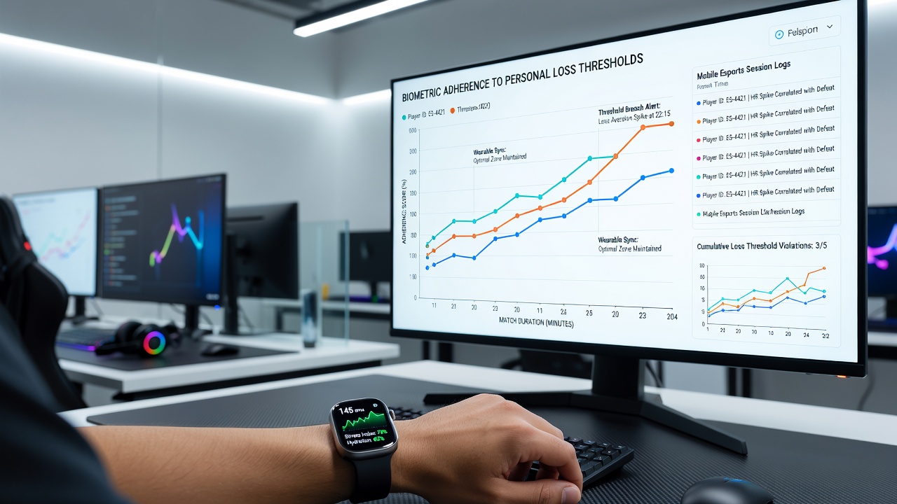 Graph illustrating heart rate variability trends matched against prediction session outcomes and loss limit adherence rates