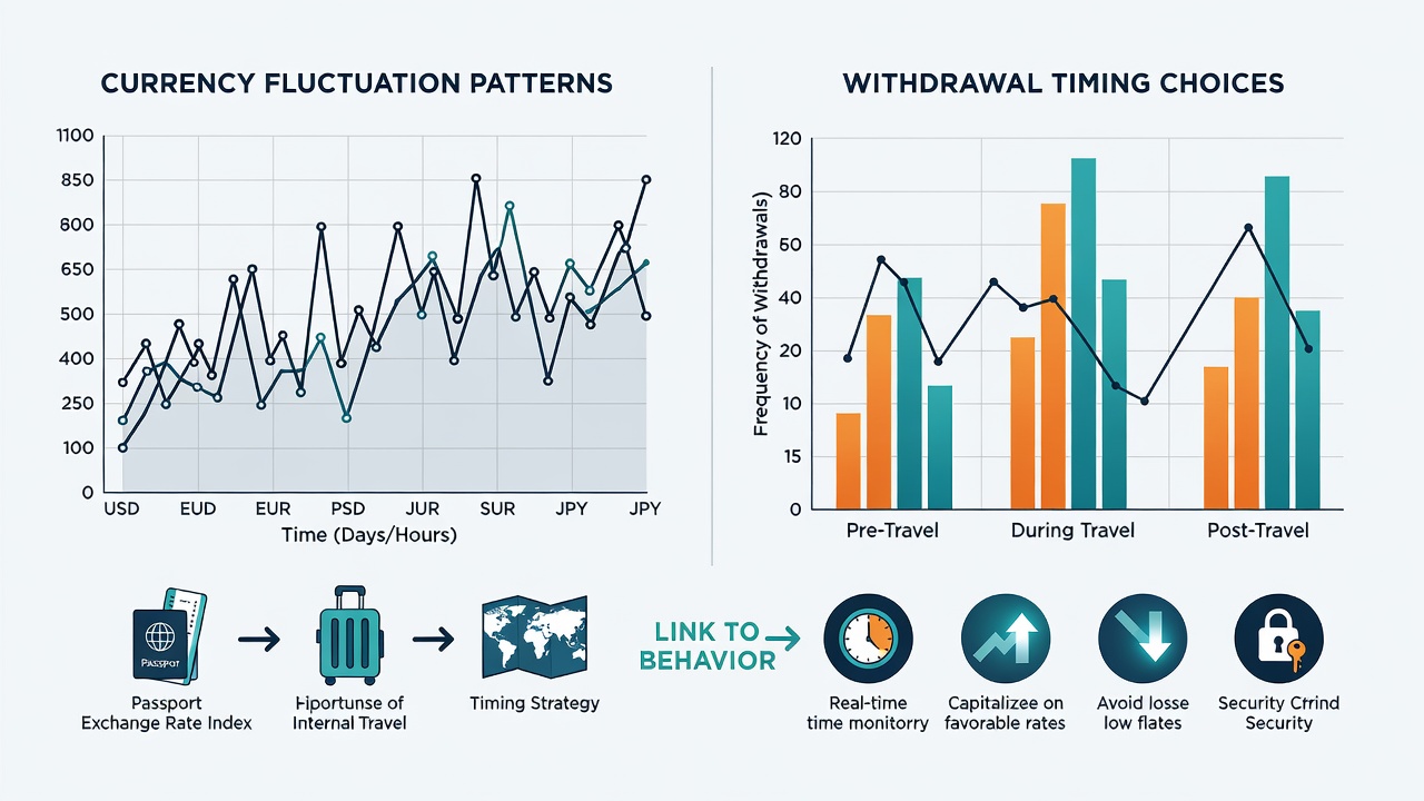Data visualization charts displaying currency exchange rate trends overlaid with sports betting withdrawal volume spikes across different time zones