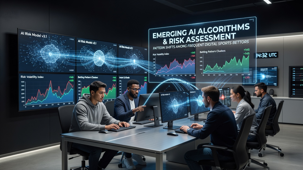 Frequent sports bettor reviewing AI risk assessment outputs on a tablet during a live event