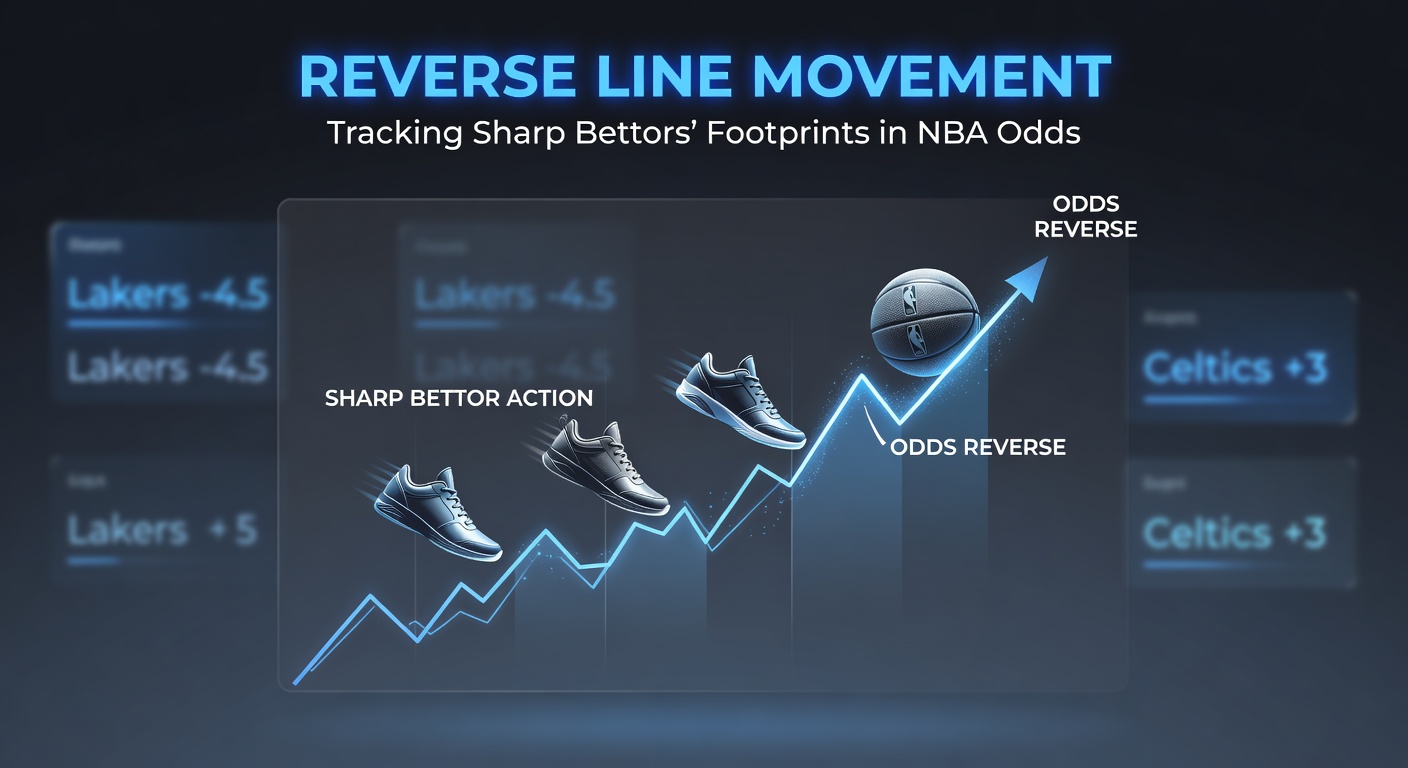 Graph showing NBA betting line movement against public percentages, highlighting reverse line movement patterns