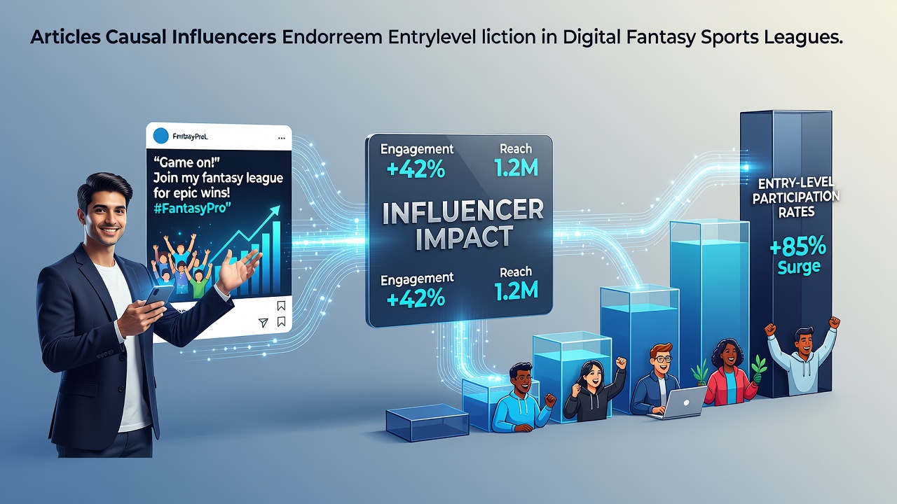 Influencers promoting digital fantasy sports apps on social media platforms with engagement metrics displayed